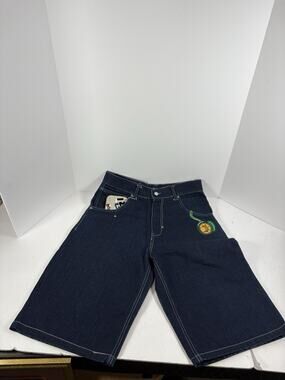 Raw Blue Denim Baggy Jean Shorts Jorts Size 32 NWT Lock Graphic Y2K Hip Hop